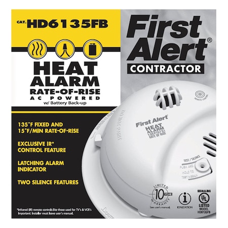 First Alert First Alert Hard-Wired w/Battery Back-up Ionization Heat Alarm 1 pk HD6135FB